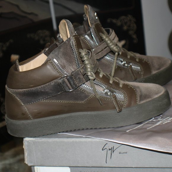 Giuseppe Zanotti May London Olive Green Suede Mid Sneaker UK42 main image 7